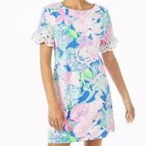 Lilly‎ Pulitzer Helina T-Shirt Dress Size Small Lace Cuffs